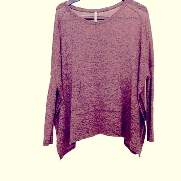 Paper Crane Sweater Hand Warmer Pocket Clay Orange Navy Blue Medium EUC - Picture 1 of 7